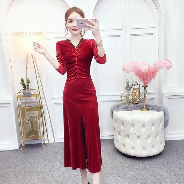 casual dresses autumn winter long dress party evening elegant fashion brand v-neck lace up bodycon velvet vestido longo, Black;gray
casual dresses autumn winter long dress party evening elegant fashion brand v-neck lace up bodycon velvet vestido longo, Black;gray