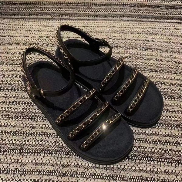 2021 summer sandals luxury thick-soled round toe lazy shoe one-word buckle strap beach shoes flat chain decoration open-toed sandal, Black
2021 summer sandals luxury thick-soled round toe lazy shoe one-word buckle strap beach shoes flat chain decoration open-toed sandal, Black