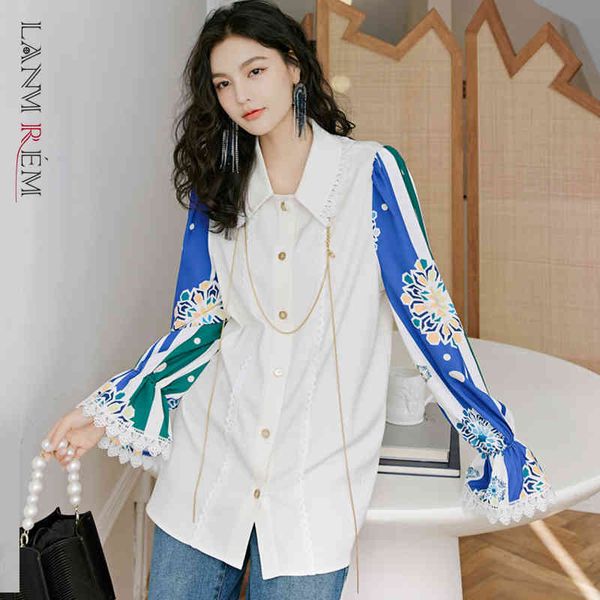 lace pattern printed big size women blouse lapel long flare sleeve loose shirt fashion tide spring autumn 2f0014 210507, White
lace pattern printed big size women blouse lapel long flare sleeve loose shirt fashion tide spring autumn 2f0014 210507, White