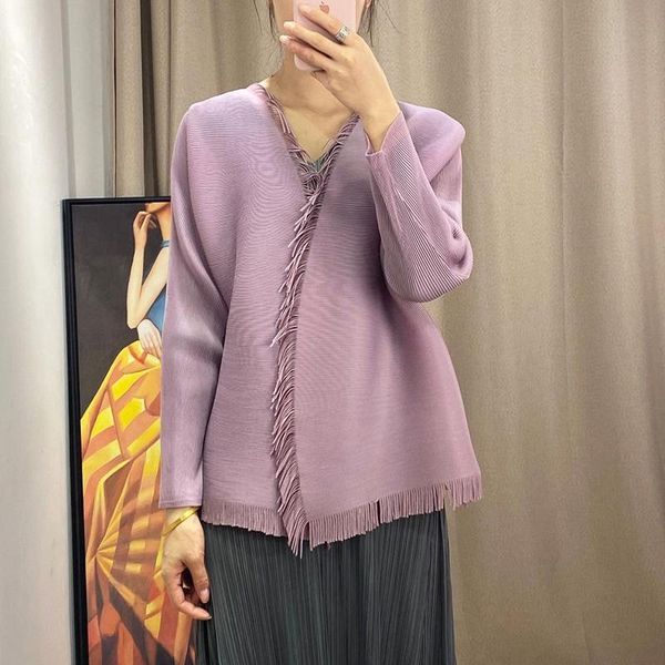 women's jackets spring 2021 fringed jacket miyak fold fashionable loose and versatile long-sleeved solid color cardigan tide 987, Black;brown
women's jackets spring 2021 fringed jacket miyak fold fashionable loose and versatile long-sleeved solid color cardigan tide 987, Black;brown