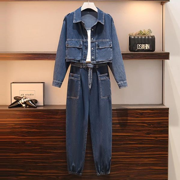 women's two piece pants fall korean safari style long sleeve denim two-piece trousers with belt arrival solid casual high waist for wom, White
women's two piece pants fall korean safari style long sleeve denim two-piece trousers with belt arrival solid casual high waist for wom, White