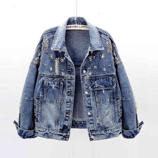 jacket 2021 spring autumn handmade diamond denim women coat harajuku streetwear short jeans jacket female loose casual outerwear, Black;brown 
jacket 2021 spring autumn handmade diamond denim women coat harajuku streetwear short jeans jacket female loose casual outerwear, Black;brown