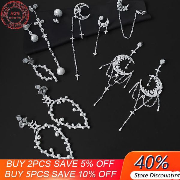 stud s925 sterling silver pearl tassel long earrings cross star moon ear bone clip female fashion temperament luxury monaco, Golden;silver
stud s925 sterling silver pearl tassel long earrings cross star moon ear bone clip female fashion temperament luxury monaco, Golden;silver