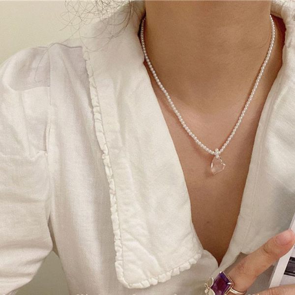 pendant necklaces lovoacc temperament transparent love heart for women 2021 simulated pearls chains chokers necklace oorbellen, Silver
pendant necklaces lovoacc temperament transparent love heart for women 2021 simulated pearls chains chokers necklace oorbellen, Silver