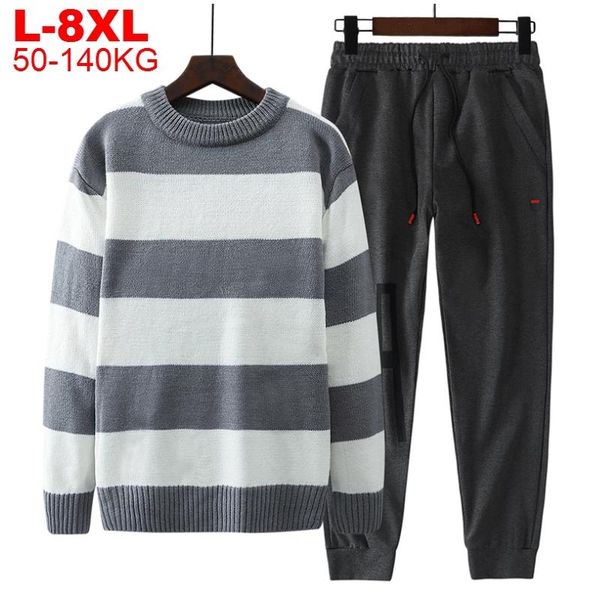 men's tracksuits chinese streetwear pullover oversized sweater sweatpants set men sweats suits striped knitted male plus size 8xl, Gray
men's tracksuits chinese streetwear pullover oversized sweater sweatpants set men sweats suits striped knitted male plus size 8xl, Gray