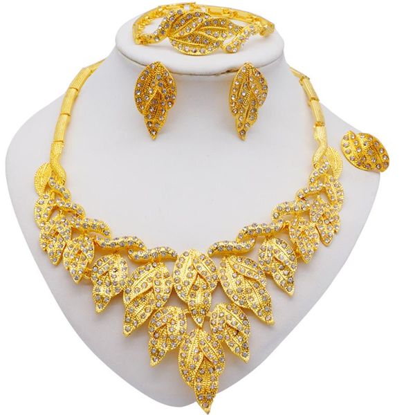 earrings & necklace jewelry sets wedding crystal leaves fashion bridal african gold color bracelet women party gift, Silver
earrings & necklace jewelry sets wedding crystal leaves fashion bridal african gold color bracelet women party gift, Silver
