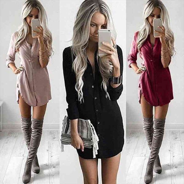s-xl office lady womens long sleeve shirt casual full sleeve solid loose autumn dresses fashion mini short sundress, Black;gray
s-xl office lady womens long sleeve shirt casual full sleeve solid loose autumn dresses fashion mini short sundress, Black;gray