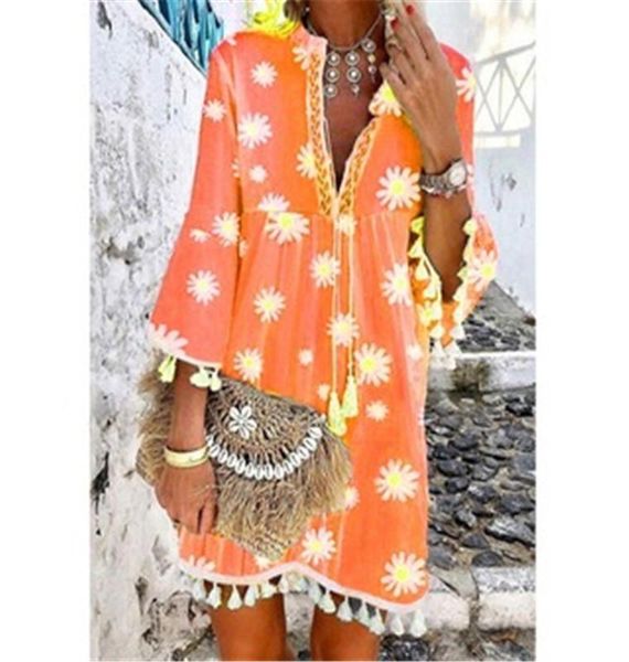 casual dresses plus size 3xl daisy dress boho hippie chic tassel 3/4 sleeve v neck print mini shift purple orange pink gray blue tunic, Black;gray
casual dresses plus size 3xl daisy dress boho hippie chic tassel 3/4 sleeve v neck print mini shift purple orange pink gray blue tunic, Black;gray