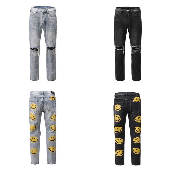fashion jeans 2021 high street worn out smiling face print cut hole personalized slacks, Blue
fashion jeans 2021 high street worn out smiling face print cut hole personalized slacks, Blue