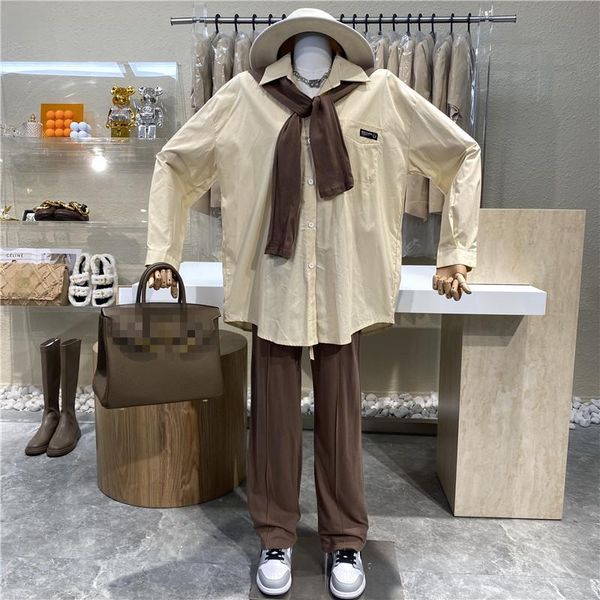 women's two piece pants 3-in-1 2021 loose lapel pocket label long sleeve shirt+contrast casual wide leg trousers+shawl three-piece suit, White
women's two piece pants 3-in-1 2021 loose lapel pocket label long sleeve shirt+contrast casual wide leg trousers+shawl three-piece suit, White