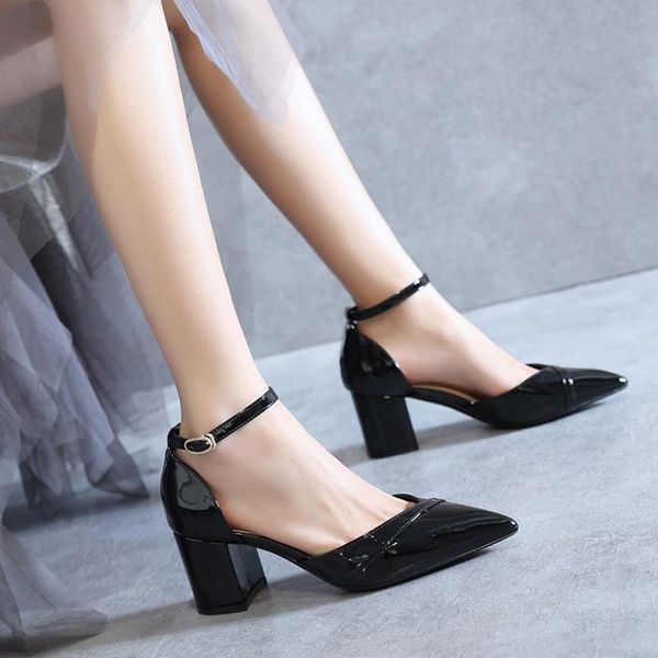pointed heel sandals female shoe buckle strap all-match 2021 women's girls beige high block fashion comfort leather scandals dress shoe, Black
pointed heel sandals female shoe buckle strap all-match 2021 women's girls beige high block fashion comfort leather scandals dress shoe, Black