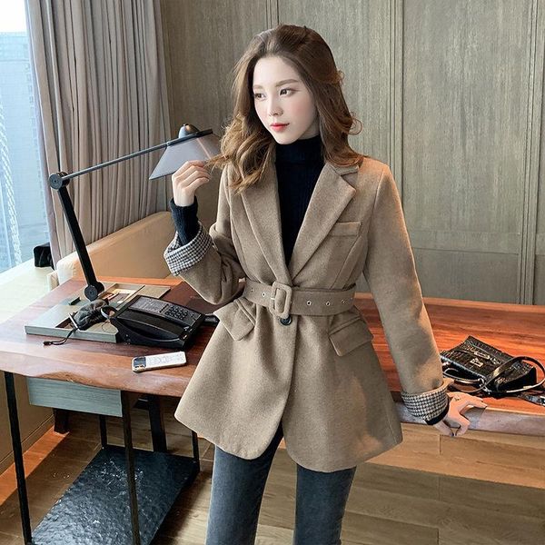 women's suits & blazers 2021 winter autumn woolen thich warm slim waist belted jackets thermal outerwear, White;black
women's suits & blazers 2021 winter autumn woolen thich warm slim waist belted jackets thermal outerwear, White;black