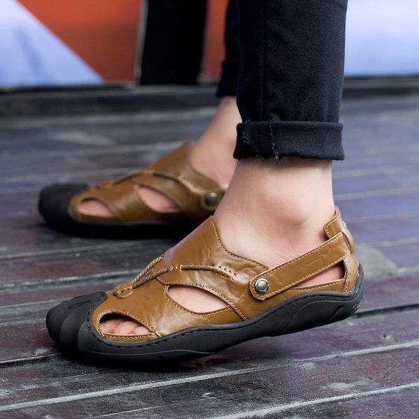 brand summer men shoes sandalias hombre genuine leather breathable sandals big size outdoor beach, Black
brand summer men shoes sandalias hombre genuine leather breathable sandals big size outdoor beach, Black