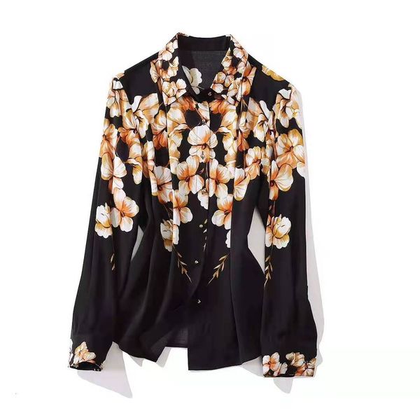 women's blouses & shirts european and american women's wear winter style long sleeve lapel flower print fashionable single breaste, White
women's blouses & shirts european and american women's wear winter style long sleeve lapel flower print fashionable single breaste, White