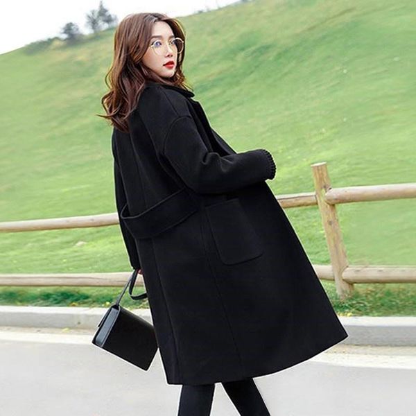 women's wool & blends loose women fit long coat plus size autumn winter thick warm padded trench casual woolen overcoat streetwear outw, Black
women's wool & blends loose women fit long coat plus size autumn winter thick warm padded trench casual woolen overcoat streetwear outw, Black