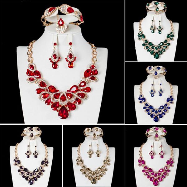 earrings & necklace bridal luxury wedding party crystal rhinestone water drop bracelet ring jewelry set women mother's day gift, Silver
earrings & necklace bridal luxury wedding party crystal rhinestone water drop bracelet ring jewelry set women mother's day gift, Silver