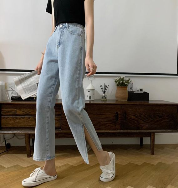 women's jeans zosol retro high-waist slim-looking split all-match straight pants loose wide-leg, Blue
women's jeans zosol retro high-waist slim-looking split all-match straight pants loose wide-leg, Blue
