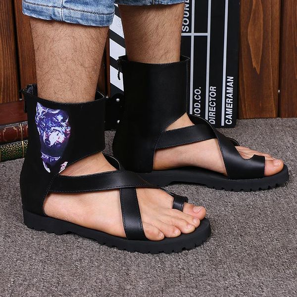 arrival black genuine leather cross tied rome style men's fashion sandals open toe zipper sandal boots plus 46
arrival black genuine leather cross tied rome style men's fashion sandals open toe zipper sandal boots plus 46