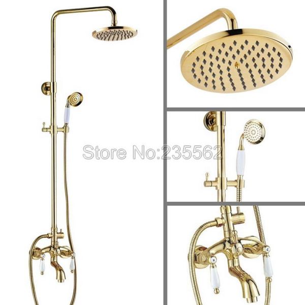 modern golden brass bathroom 8" inch rainfall shower faucet set with bathtub mixer tap + hand spray lgf434 sets
modern golden brass bathroom 8" inch rainfall shower faucet set with bathtub mixer tap + hand spray lgf434 sets