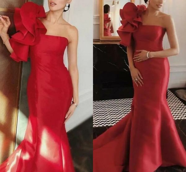 mermaid / trumpet floral engagement formal evening dress one shoulder sleeveless court train satin with ruffles prom party gown robe de soir, Black;red
mermaid / trumpet floral engagement formal evening dress one shoulder sleeveless court train satin with ruffles prom party gown robe de soir, Black;red