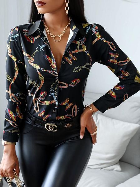 fashion women slim blouse shirt casual butterfly scarf print button design women's blouses & shirts, White
fashion women slim blouse shirt casual butterfly scarf print button design women's blouses & shirts, White