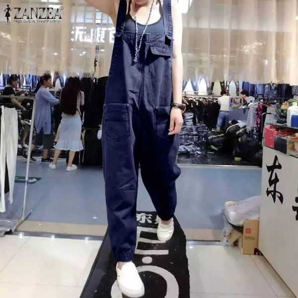 women's jumpsuits & rompers zanzea spring denim blue women casual sleeveless playsuits vintage solid suspender overalls female harem pa, Black;white
women's jumpsuits & rompers zanzea spring denim blue women casual sleeveless playsuits vintage solid suspender overalls female harem pa, Black;white