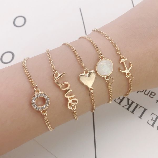 style bracelet fashion temperament five piece set circle love hand jewelry, Silver
style bracelet fashion temperament five piece set circle love hand jewelry, Silver