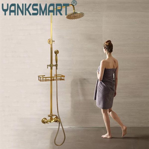 antique brass shower faucets set 8'' rainfall head commodity shelf handle mixer tap swivel spout bath bathroom sets
antique brass shower faucets set 8'' rainfall head commodity shelf handle mixer tap swivel spout bath bathroom sets