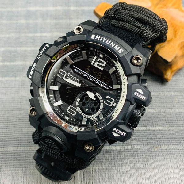 wristwatches shiyunme men sports military watch with compass 30m waterproof men's nylon watches led electronic wristwatch, Slivery;brown
wristwatches shiyunme men sports military watch with compass 30m waterproof men's nylon watches led electronic wristwatch, Slivery;brown