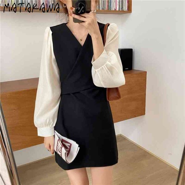 matakawa cross tie v-neck woman dress spring vestidos long sleeve robe temperament puff sleeve mini dresses for women 210513, Black;gray
matakawa cross tie v-neck woman dress spring vestidos long sleeve robe temperament puff sleeve mini dresses for women 210513, Black;gray
