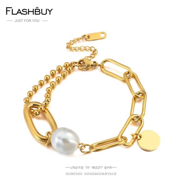flashbuy pearl stainless steel chain charm bracelets women men gold color bracelet texture minimalist adjustable jewelry link,, Black
flashbuy pearl stainless steel chain charm bracelets women men gold color bracelet texture minimalist adjustable jewelry link,, Black