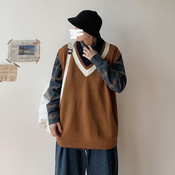 men's vests v-neck vest casual high street sleeveless retro jacquard male clothes trend sweater coat loose knitted pullover four season, Black;white
men's vests v-neck vest casual high street sleeveless retro jacquard male clothes trend sweater coat loose knitted pullover four season, Black;white