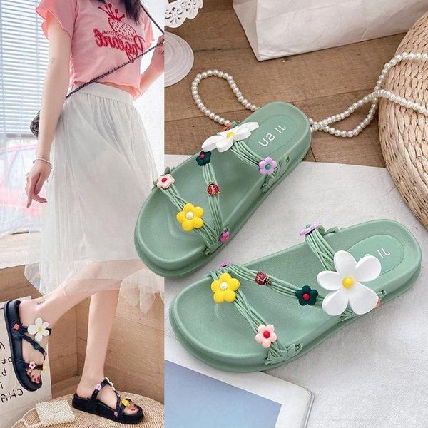 slippers women's flip flops 2021 outside flower summer sweet thick platform flat non-slip ladies casual student beach sandals, Black
slippers women's flip flops 2021 outside flower summer sweet thick platform flat non-slip ladies casual student beach sandals, Black