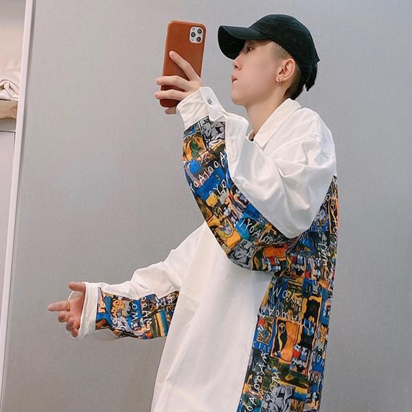 men's casual shirts thrc fashion brand spring guochaogao street loose graffiti tie dye color matching long sleeve shirt couple ins, White;black
men's casual shirts thrc fashion brand spring guochaogao street loose graffiti tie dye color matching long sleeve shirt couple ins, White;black