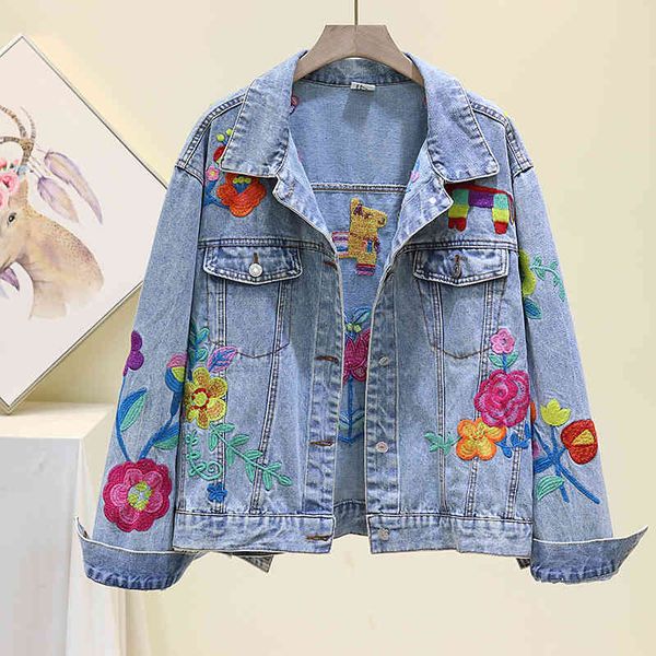 jacket korean fashion embroidery flowers lapel long sleeve pockets denim women outerwear harajuku loose jeans jacket coat female, Black;brown
jacket korean fashion embroidery flowers lapel long sleeve pockets denim women outerwear harajuku loose jeans jacket coat female, Black;brown