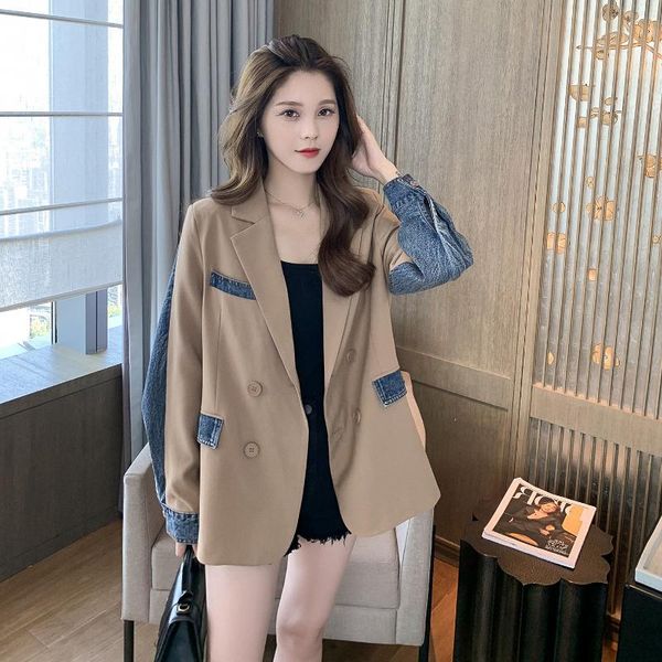 women's jackets vanovich fashion spring and autumn 2022 women suit denim stitching wild casual ladies temperament, Black;brown
women's jackets vanovich fashion spring and autumn 2022 women suit denim stitching wild casual ladies temperament, Black;brown