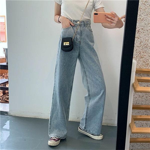 hzirip 2021 high waist jeans loose wide leg pants arrival female all match large size women denim straight full women's, Blue
hzirip 2021 high waist jeans loose wide leg pants arrival female all match large size women denim straight full women's, Blue