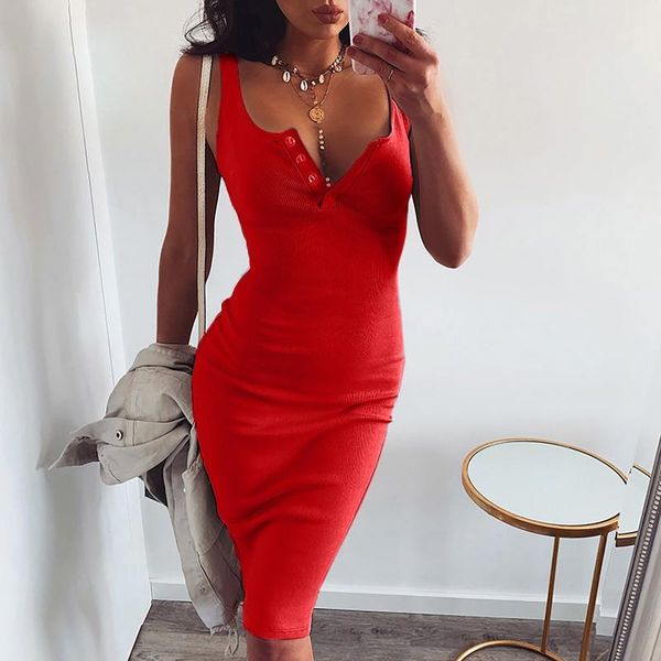 casual dresses women's fashion solid color slim u-neck halter button mid-length dress 2021 ladies skinny summer vestidos, Black;gray
casual dresses women's fashion solid color slim u-neck halter button mid-length dress 2021 ladies skinny summer vestidos, Black;gray