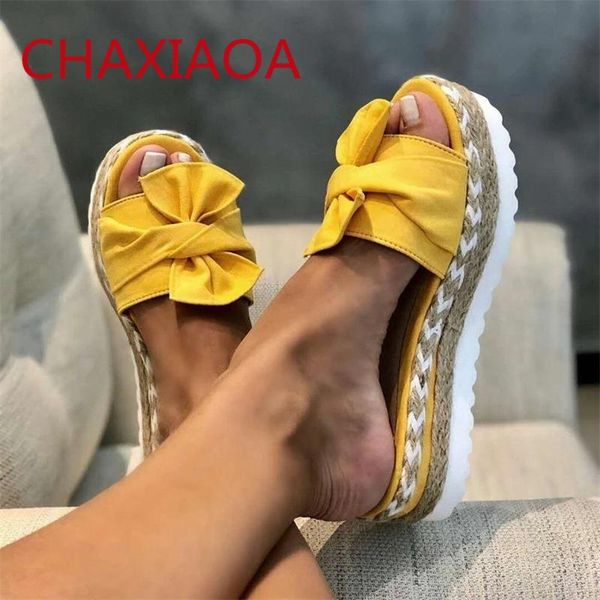 slippers chaxiaoa 2021 fashion women platform open toe bow-knot ladis summer beach shoes woman casual wedges heels sandals, Black