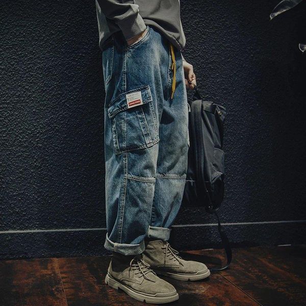men's jeans autumn winter cargo loose multi-pocket casual tide denim pants baggy fashion trousers, Blue
men's jeans autumn winter cargo loose multi-pocket casual tide denim pants baggy fashion trousers, Blue