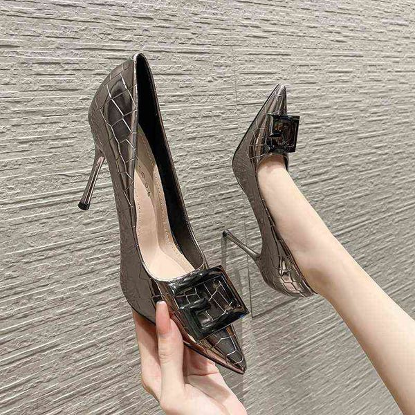 dress shoes high heels 99817 high heel's thin heels spring 2022 versatile patent leather square button pointed shallow mouth single sho, Black
dress shoes high heels 99817 high heel's thin heels spring 2022 versatile patent leather square button pointed shallow mouth single sho, Black