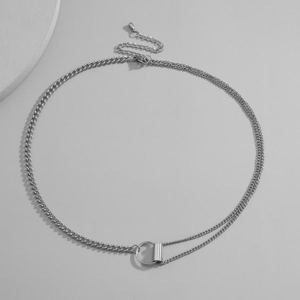chains simple minimalist stainless steel double layer chain choker necklace fashion circle buckle jewelry for men and women gift, Silver
chains simple minimalist stainless steel double layer chain choker necklace fashion circle buckle jewelry for men and women gift, Silver