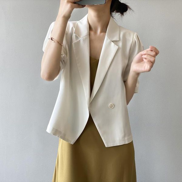 women's suits & blazers 2021 summer short-sleeved suit female korean version loose and thin one button short jacket, White;black
women's suits & blazers 2021 summer short-sleeved suit female korean version loose and thin one button short jacket, White;black