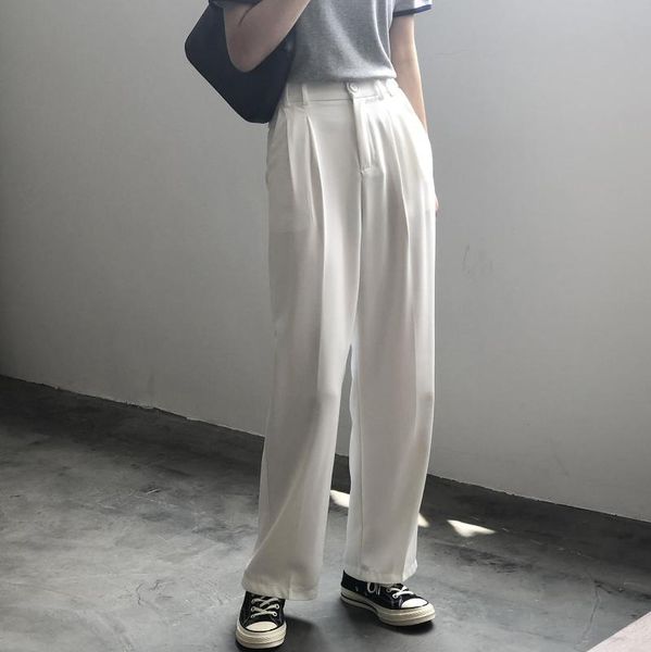 women's pants & capris women office lady white suit pant 2021 autumn ol style high waist solid work black loose female trousers, Black;white
women's pants & capris women office lady white suit pant 2021 autumn ol style high waist solid work black loose female trousers, Black;white