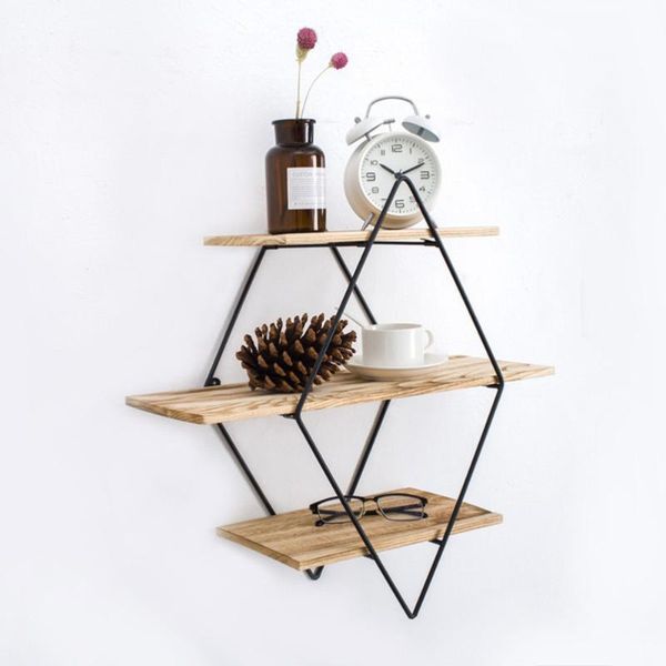 wrought iron rhomboid storage rack wooden hanging shelf wall-mounted organizer for bedroom living room other home decor
wrought iron rhomboid storage rack wooden hanging shelf wall-mounted organizer for bedroom living room other home decor