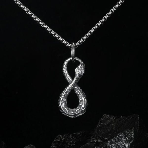 fashion tide brand retro titanium steel world snake jormungand necklace hip hop street figure 8 pendant accessories necklaces, Silver
fashion tide brand retro titanium steel world snake jormungand necklace hip hop street figure 8 pendant accessories necklaces, Silver