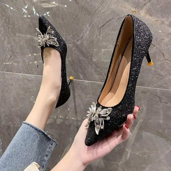 dress shoes nice butterfly crystal designer high heels women pumps pointed toe ladies party sandals stiletto shallow vogue single shoe, Black
dress shoes nice butterfly crystal designer high heels women pumps pointed toe ladies party sandals stiletto shallow vogue single shoe, Black