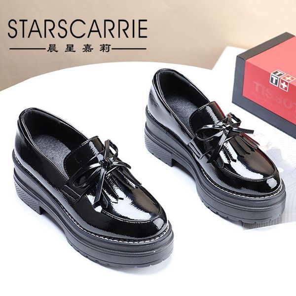 dress shoes women's 2021 spring thick soled british style small leather slope heel shallow mouth tassel bow muffin, Black
dress shoes women's 2021 spring thick soled british style small leather slope heel shallow mouth tassel bow muffin, Black