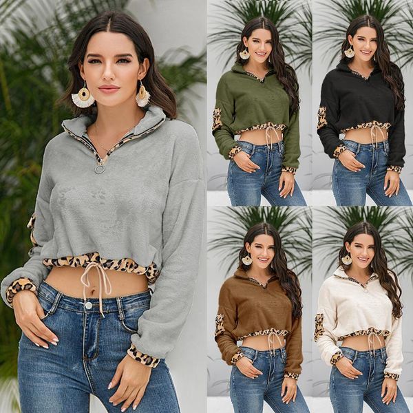 women's hoodies & sweatshirts autumn fluffy belly button up collar leopard print drawstring pullovers plush fashion long sleeve clothin, Black
women's hoodies & sweatshirts autumn fluffy belly button up collar leopard print drawstring pullovers plush fashion long sleeve clothin, Black