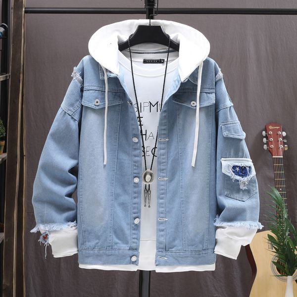 jackets autumn coat fashion loose men's trendy hooded et youth stitched hole denim, Black;brown
jackets autumn coat fashion loose men's trendy hooded et youth stitched hole denim, Black;brown